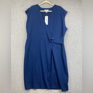 Liz Claiborne stretch knit midi dress wrap front professional sophisticated XXL